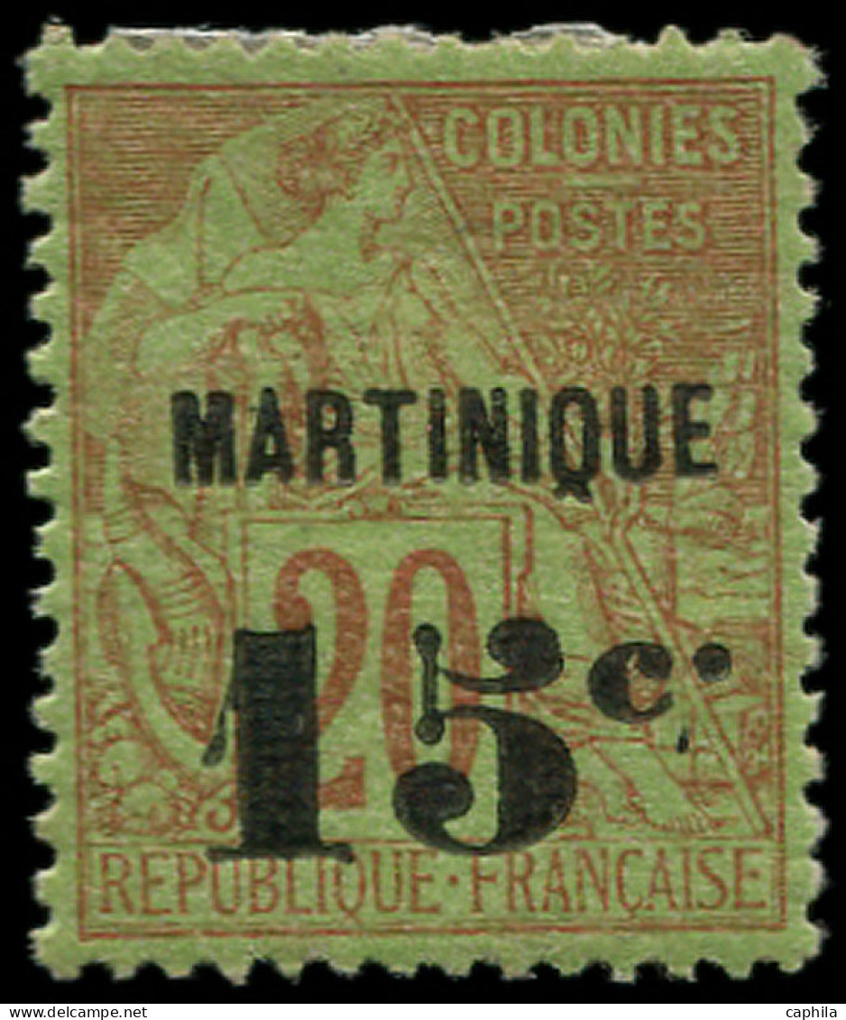 * MARTINIQUE - Poste - 16d, Point Après "C" Plus Haut, Légère Brunissure: 15c. S. 20c. Brique S. Vert - Ungebraucht