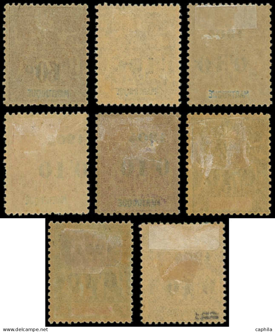 * MARTINIQUE - Poste - 52/59, Complet 8 Valeurs: Surchargés De 1904 - Unused Stamps