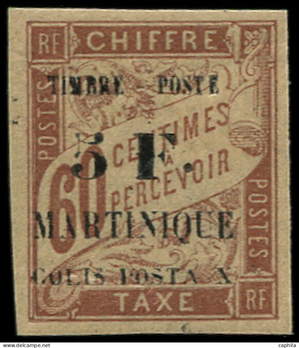 * MARTINIQUE - Poste - 60, "U" De "Postaux" Manquant, Signé: 5f. S. 60c. Brun Sur Paille (Maury) - Unused Stamps