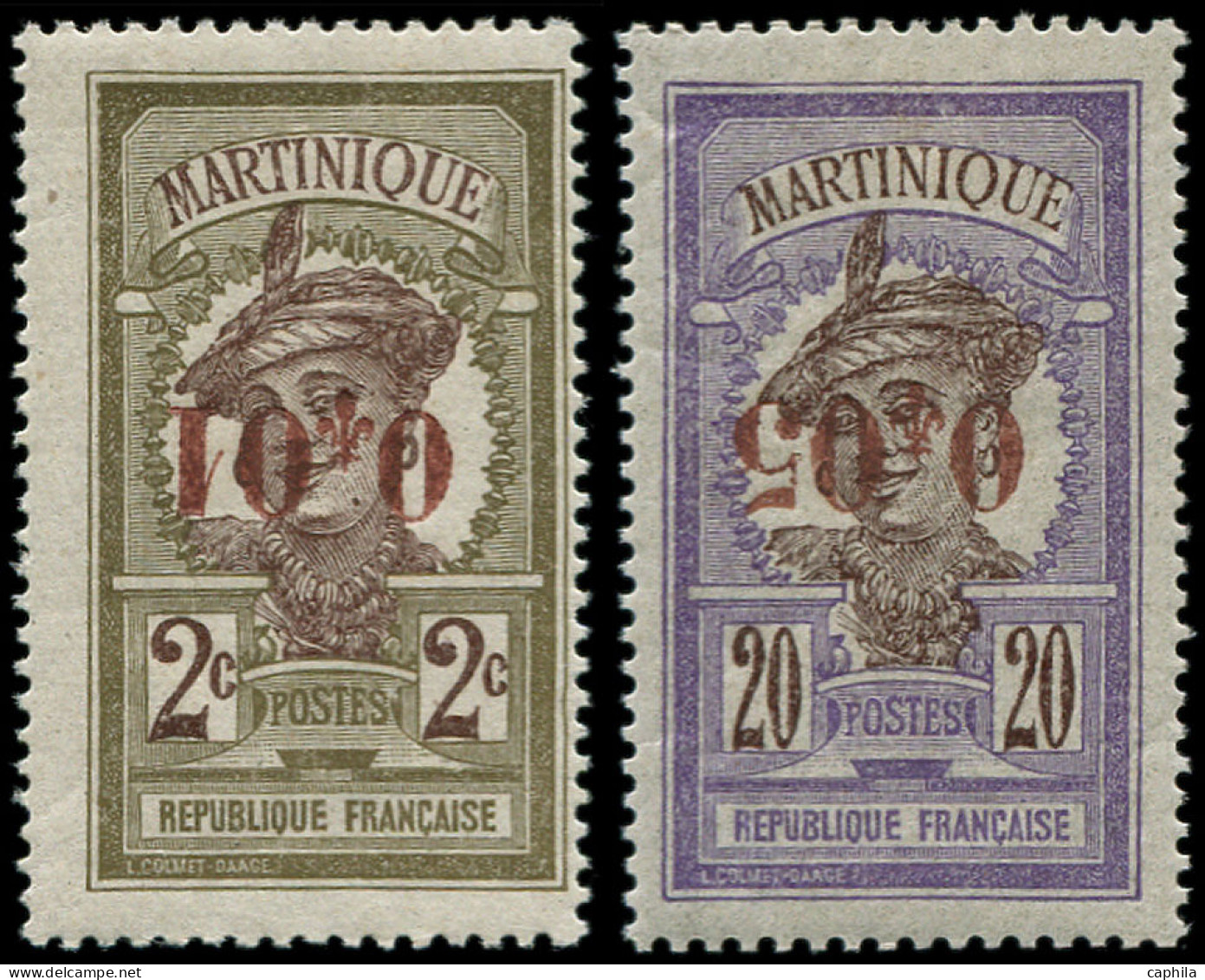 * MARTINIQUE - Poste - 105c/106a, Surcharges Renversées: Martiniquaise - Ungebraucht