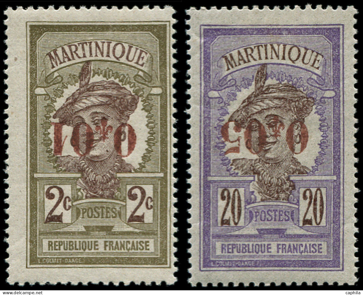 * MARTINIQUE - Poste - 105c/106a, Surcharges Renversées: Martiniquaise - Unused Stamps