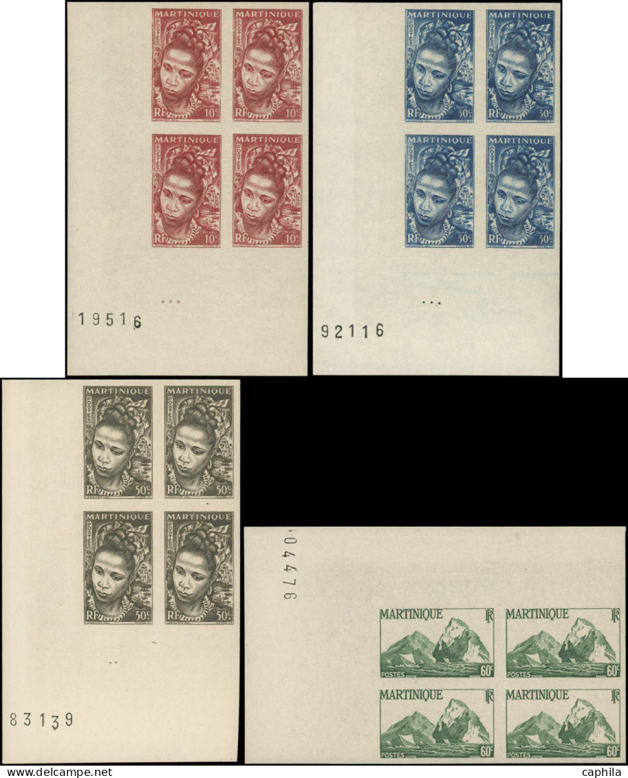 ** MARTINIQUE - Poste - 226/42, 17 Blocs De 4 Non Dentelés, Cdf Avec N°: Série Courante - Unused Stamps