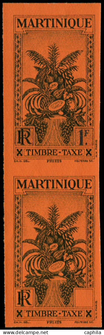 ** MARTINIQUE - Taxe - 20, En Paire Non Dentelé Dont 1 Exemplaire Sans La Faciale (Maury) - Timbres-taxe