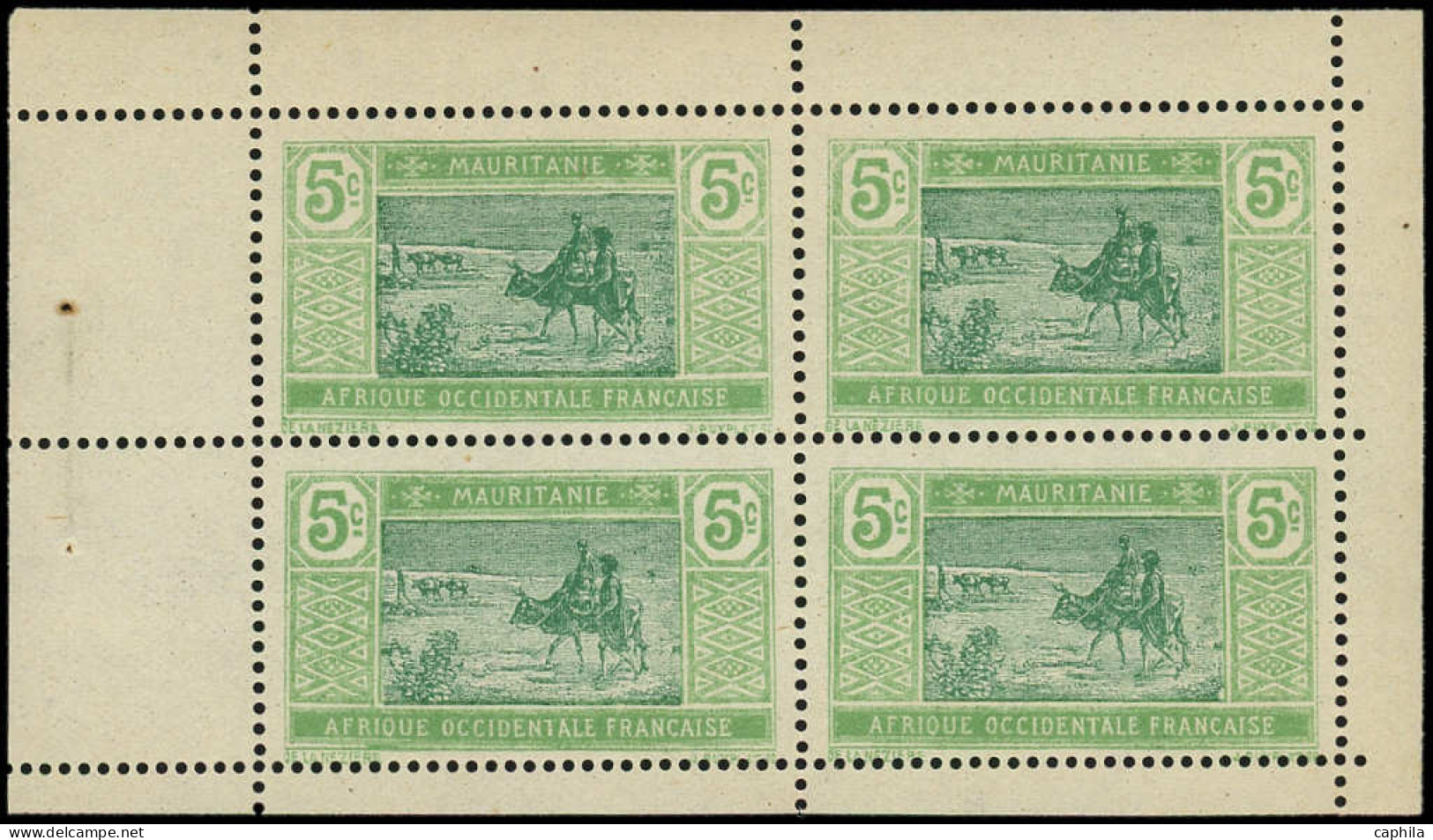 ** MAURITANIE - Poste - 20a, Bloc De 4 Issu De Carnet: 5c. Vert-jaune Et Vert - Unused Stamps