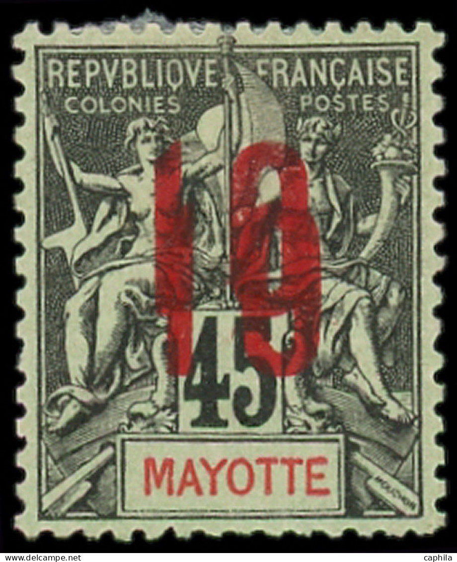 * MAYOTTE - Poste - 28a, Double Surcharge: 10 Sur 45c. Noir Sur Vert - Unused Stamps
