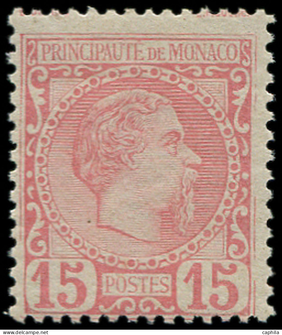 ** MONACO - Poste - 5, Décentré: 15c. Charles III Rose (Maury) - Unused Stamps