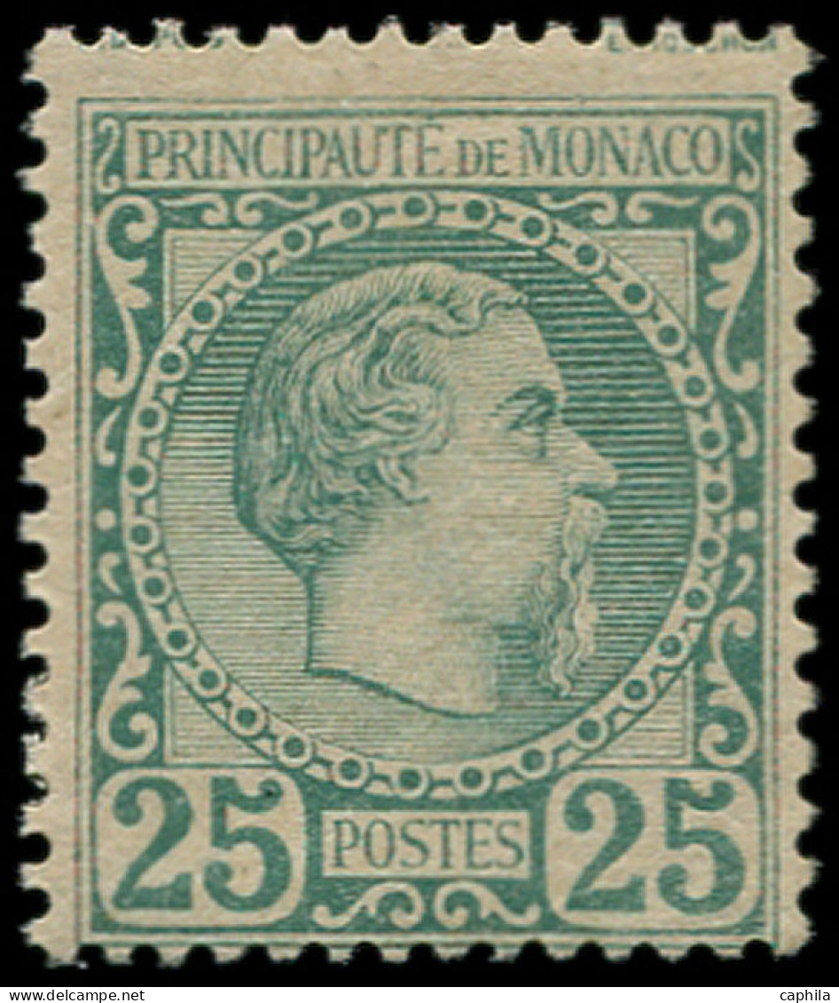 * MONACO - Poste - 6, Décentré, 25c. Charles III Vert - Neufs