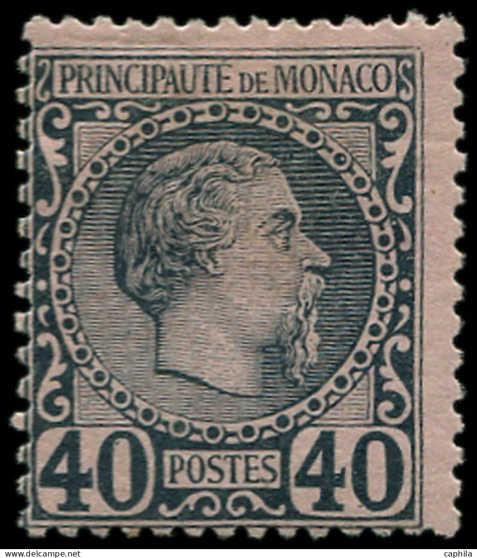 * MONACO - Poste - 7 Décentré, 40c. Charles III Bleu S. Rose - Unused Stamps