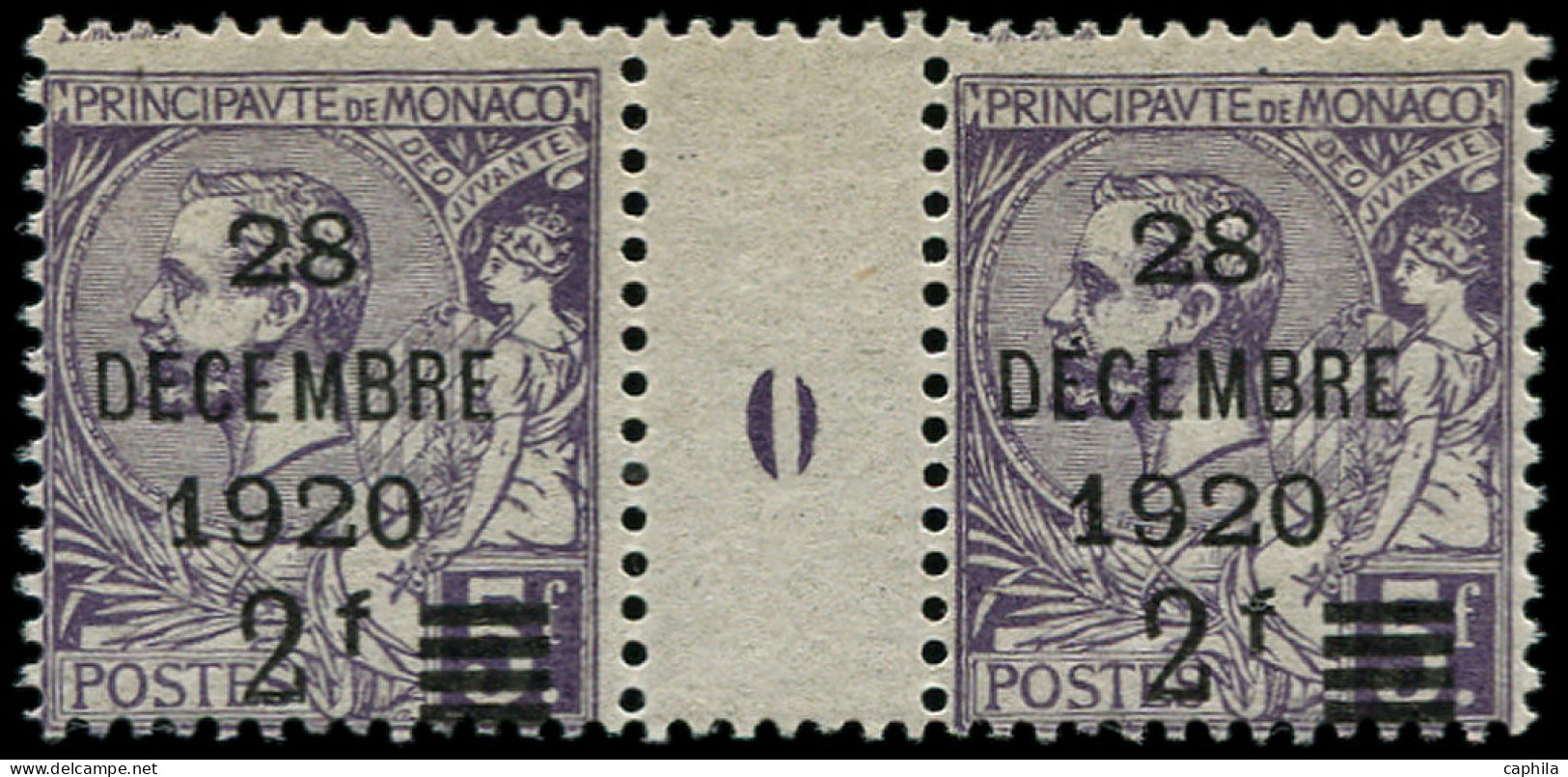 ** MONACO - Poste - 50, Paire Millésime "0": 2f. S. 5f. Violet - Unused Stamps