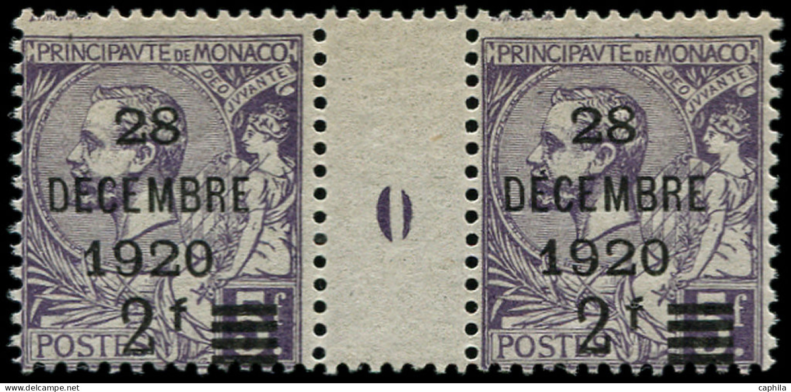 ** MONACO - Poste - 50, Paire Millésime "0": 2f. S. 5f. Violet - Neufs