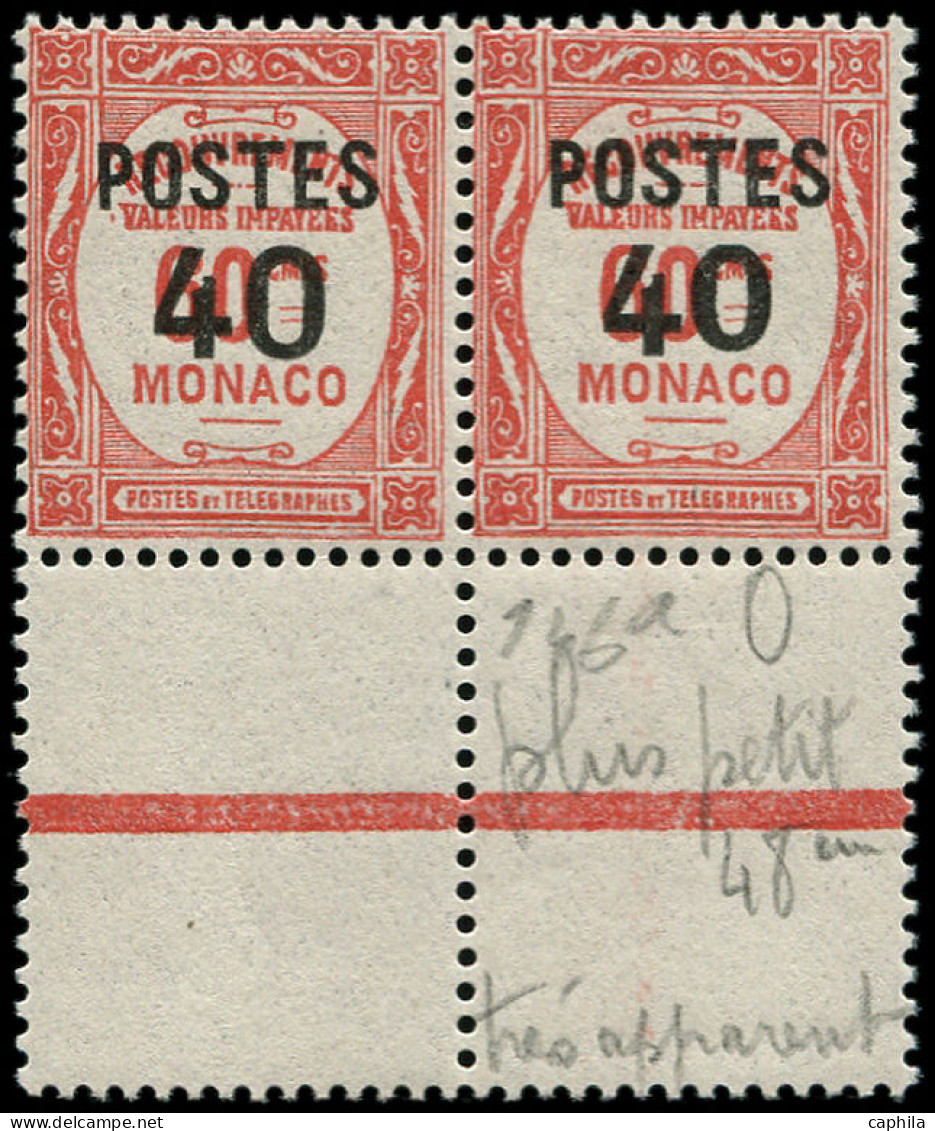 ** MONACO - Poste - 146/46a, En Paire, 1 Exemplaire Petit Zéro: 40c. S. 60c. Rouge - Unused Stamps