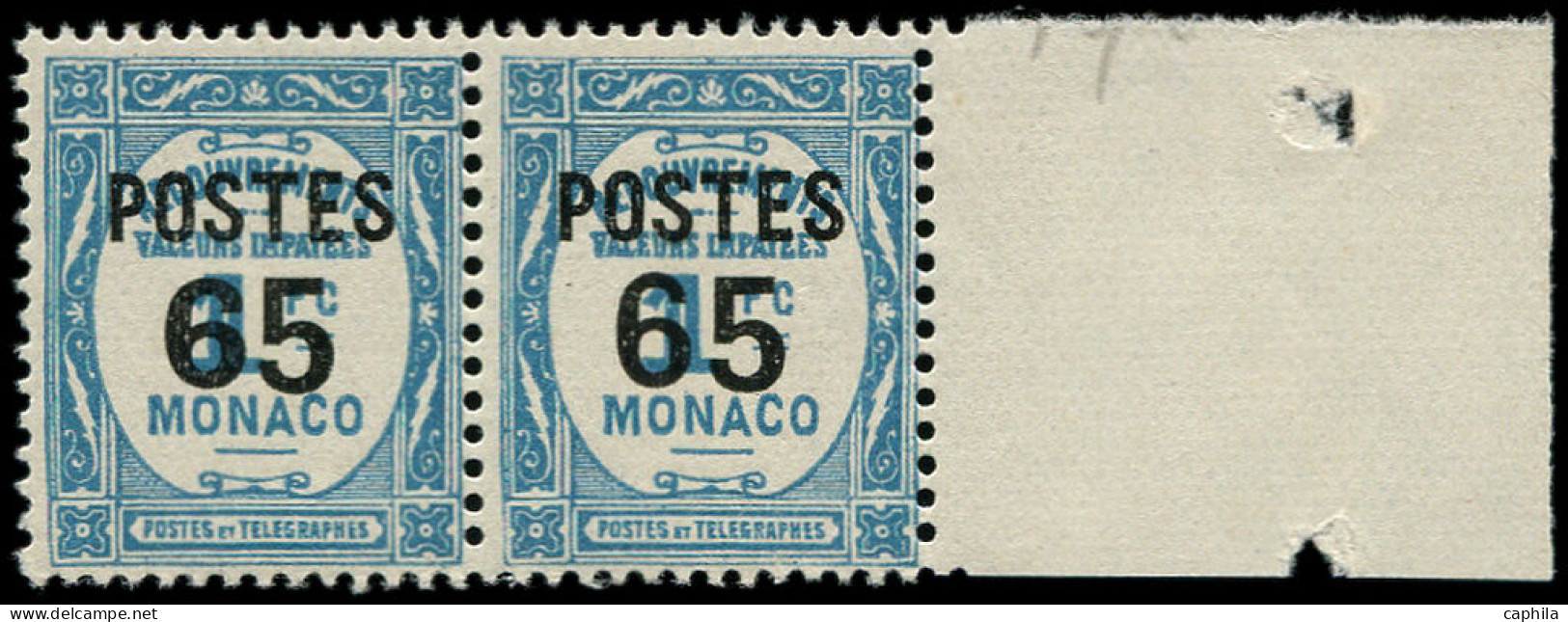 ** MONACO - Poste - 148/48a, En Paire, 1 Exemplaire Gros Chiffre "6", Bdf: 65c. S. 1f. Bleu Clair - Unused Stamps