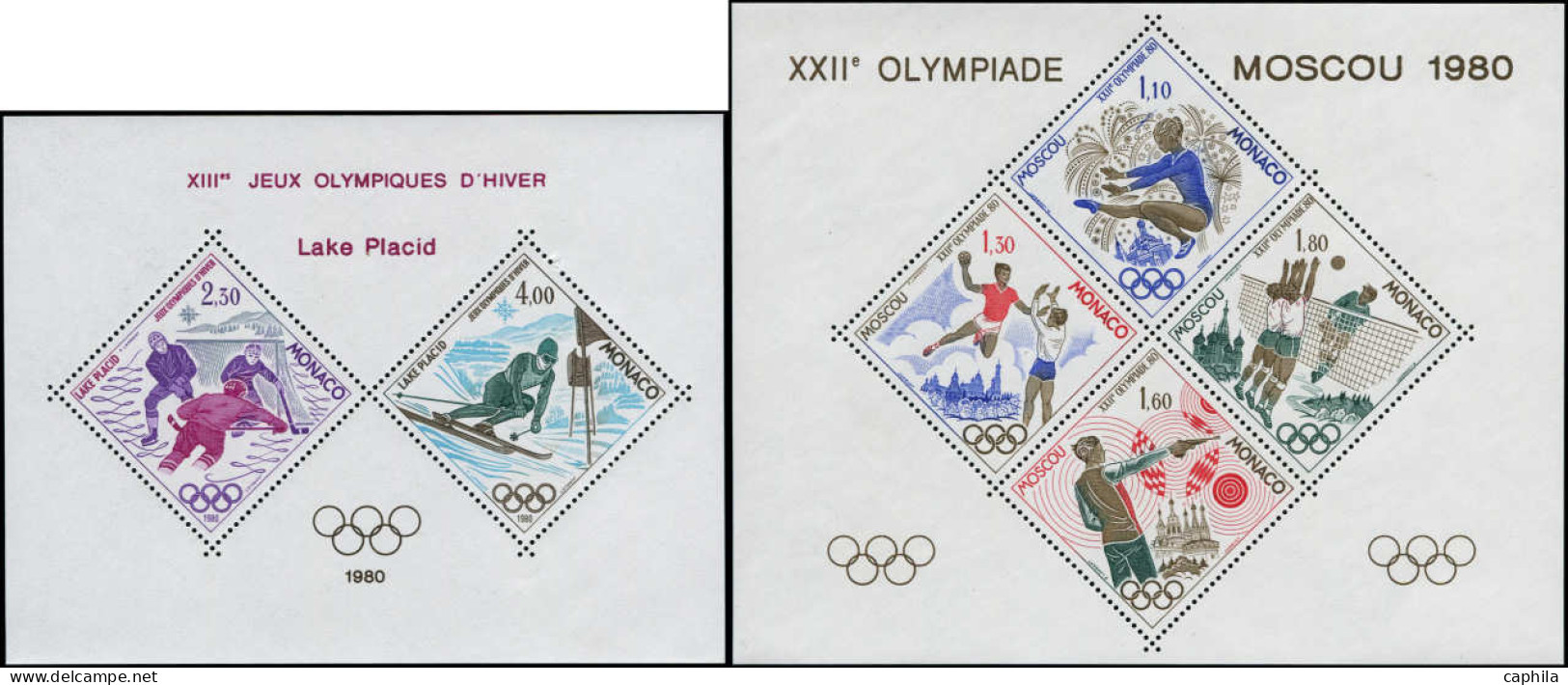 ** MONACO - Blocs Spéciaux - 11/12, 2 Blocs Feuillets Gommés: Jeux Olympiques De 1980 Moscou - Blocs