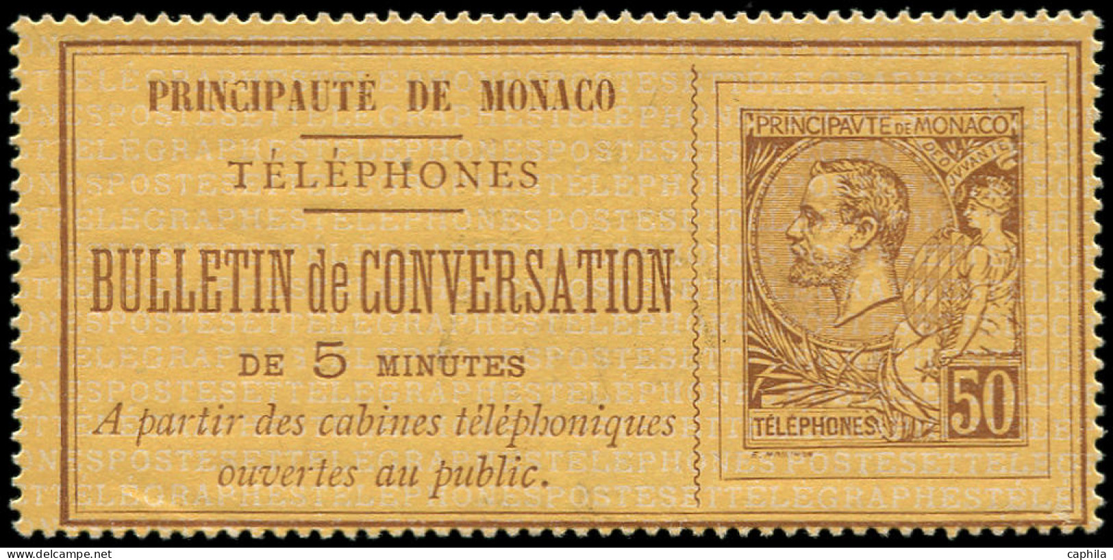 (*) MONACO - Téléphone - 1, 50c. Brun Sur Jaune - Telephone