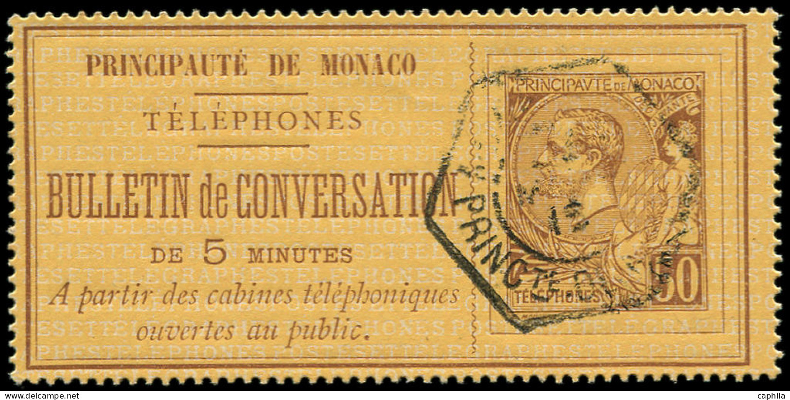 O MONACO - Téléphone - 1, 50c. Brun Sur Jaune - Telefoonzegels