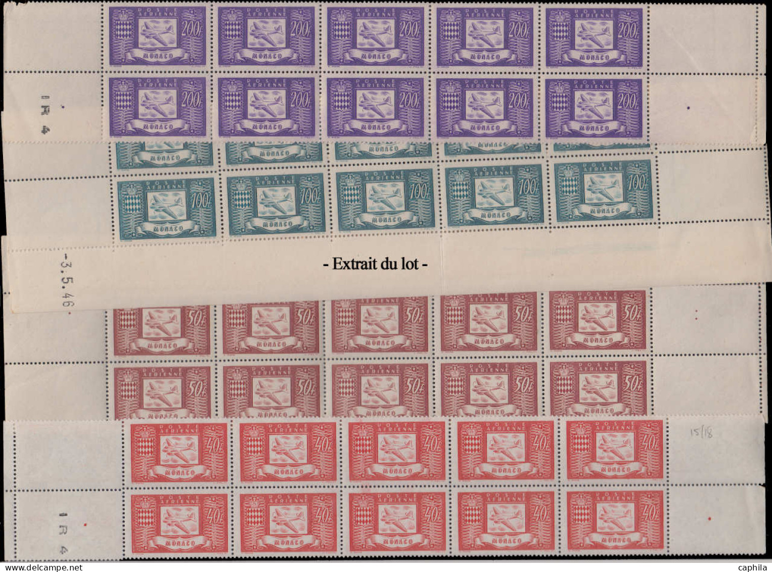 ** MONACO - Lots & Collections - Petit Lot 1946/49, Dont Pa. 28/31 (x10), Quelques Timbres Avec Rouille, En Blocs Ou En  - Andere & Zonder Classificatie