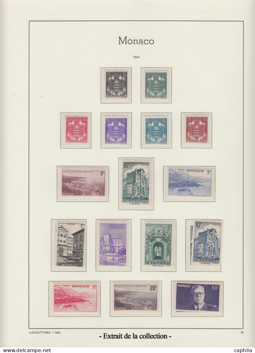 N/O MONACO - Lots & Collections - Petite collection en 2 volumes Leuchtturm 1885 à 1990, neufs et oblitérés, nombreuses 