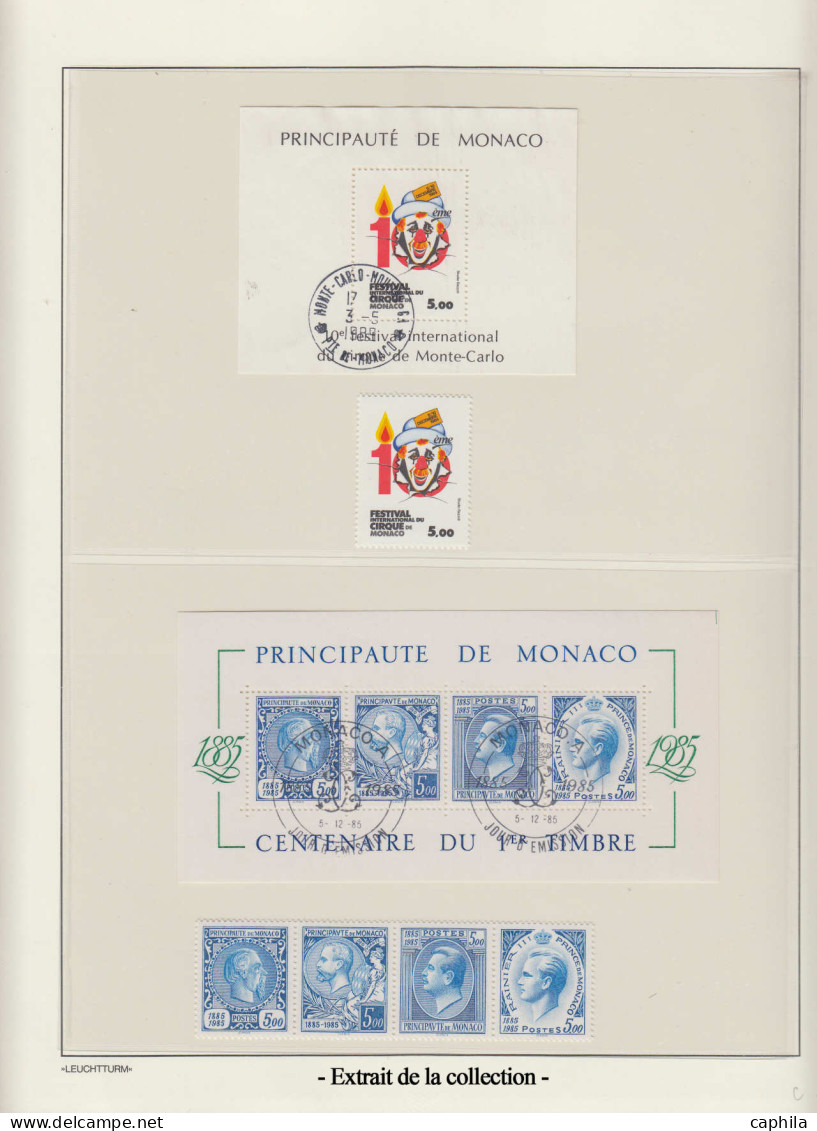 N/O MONACO - Lots & Collections - Petite collection en 2 volumes Leuchtturm 1885 à 1990, neufs et oblitérés, nombreuses 