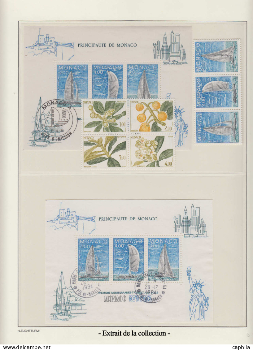 N/O MONACO - Lots & Collections - Petite collection en 2 volumes Leuchtturm 1885 à 1990, neufs et oblitérés, nombreuses 