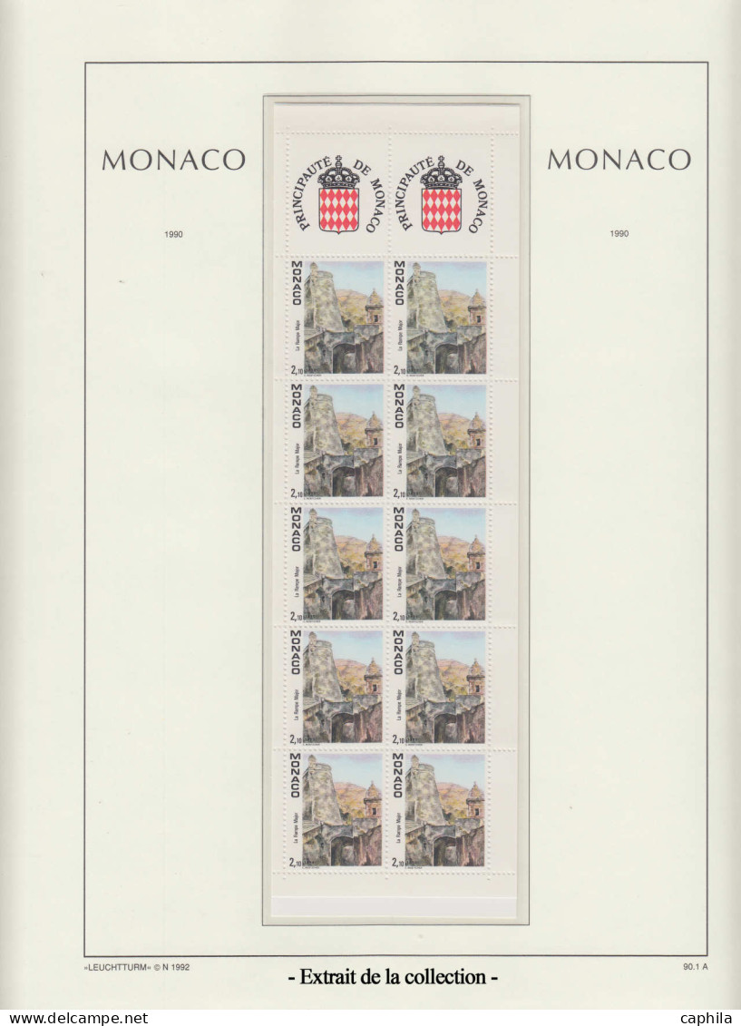 N/O MONACO - Lots & Collections - Petite collection en 2 volumes Leuchtturm 1885 à 1990, neufs et oblitérés, nombreuses 