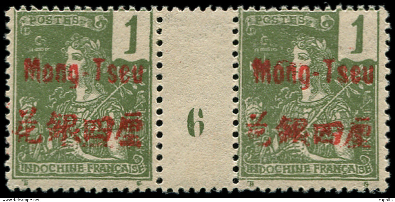 * MONG-TZEU - Poste - 17, Paire Millésime "6": 1c. Vert-olive Foncé - Neufs