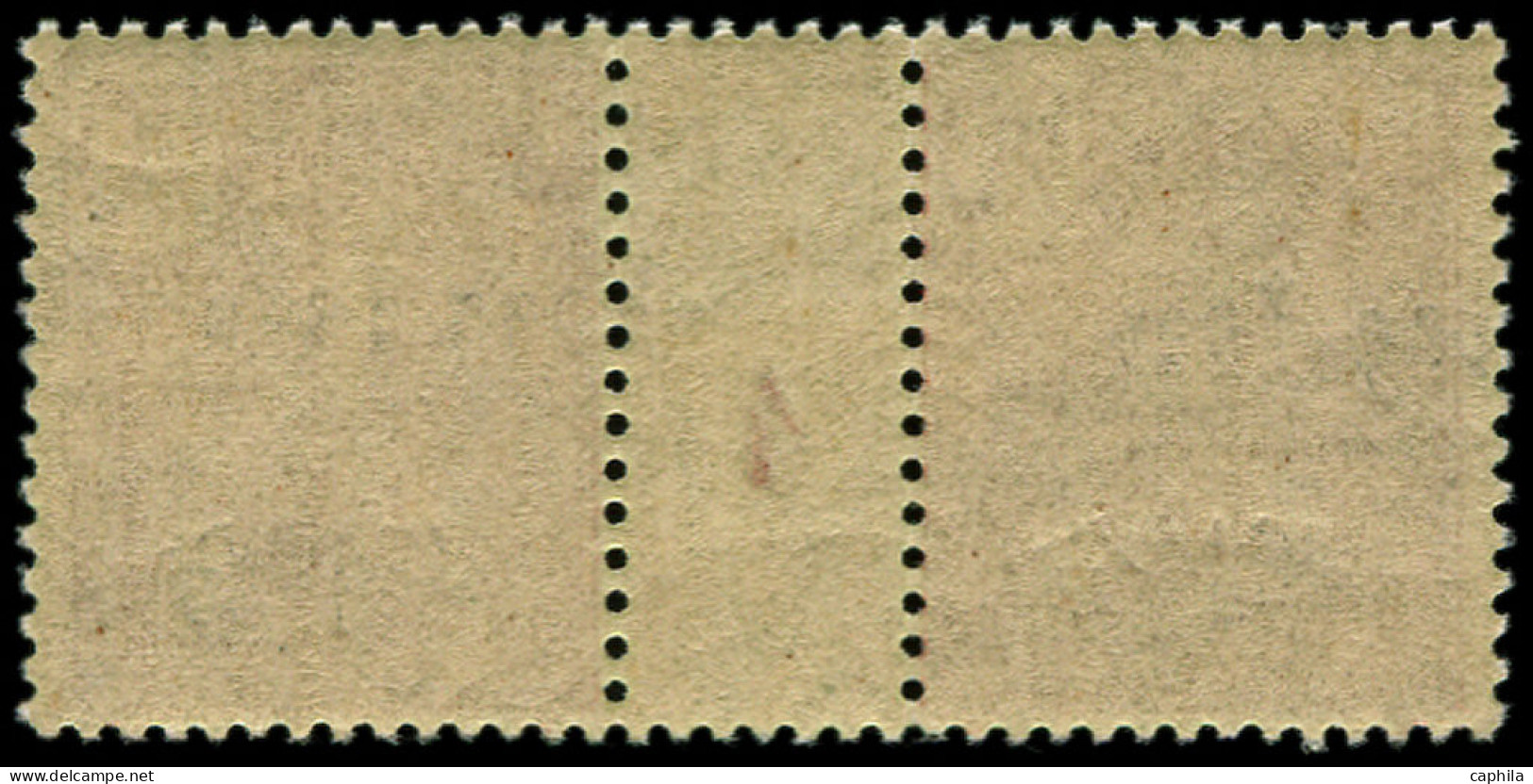 ** MONG-TZEU - Poste - 23, Paire Millésime "4", Surcharge à Cheval (*sur Millésime): 20c. Brique S. Vert - Unused Stamps
