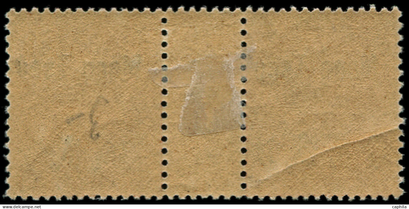 * MONG-TZEU - Poste - 25, Paire Millésime "4", Pli Sur 1 Exemplaire: 30c. Brun S. Chamois - Unused Stamps