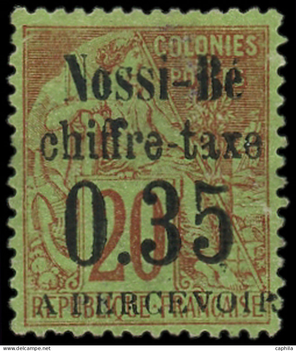 (*) NOSSI-BE - Taxe - 5, Type II, Signé + Certificat Brun: 35c. Sur 20c. Brique Sur Vert - Unused Stamps