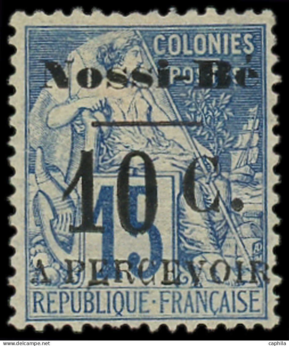 * NOSSI-BE - Taxe - 8, Type III, Signé + Certificat Brun: 10c. Sur 15c. Bleu - Unused Stamps