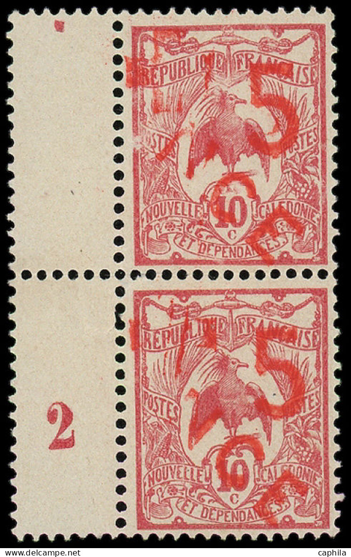 (*) NOUVELLE-CALEDONIE - Poste - 110b, Paire Avec Bdf Mill 2, Quasi Sans Croix - Unused Stamps