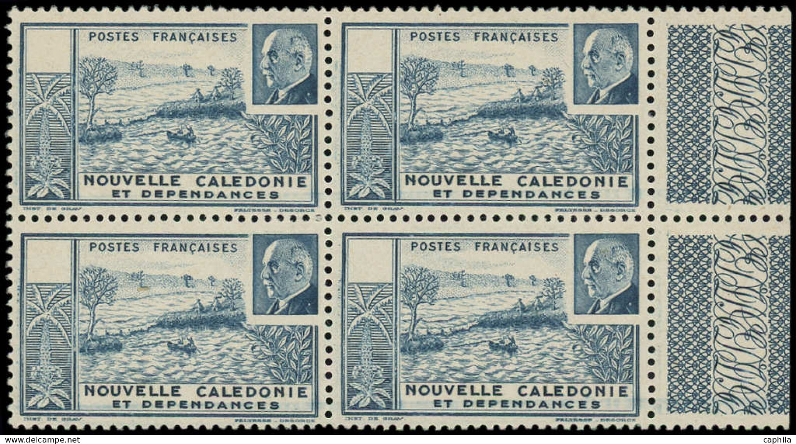 ** NOUVELLE-CALEDONIE - Poste - 194a, Bloc De 4, Bdf, Sans Indication De Valeur: (2.50f) Pétain Bleu - Other & Unclassified