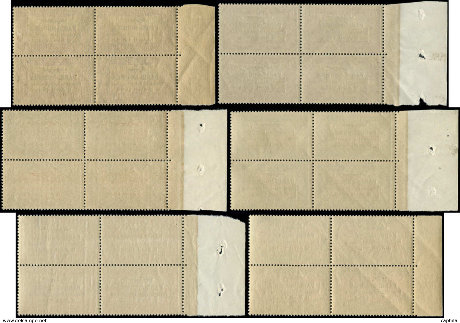 ** NOUVELLE-CALEDONIE - Poste Aérienne - 3/28, complet, 26 blocs de 4, tous Bdf: Paris - Nouméa 1933