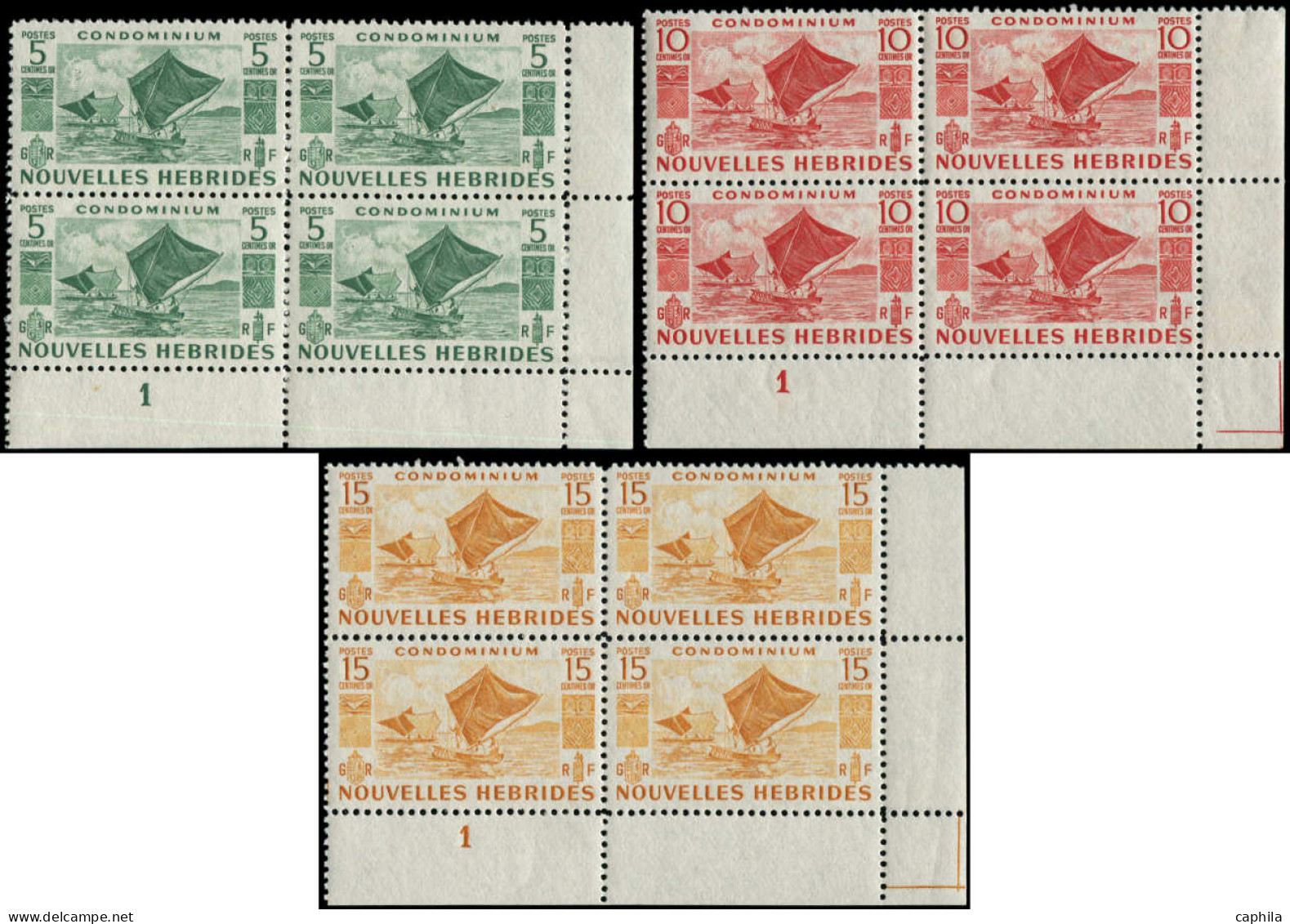 ** NOUVELLES-HEBRIDES - Poste - 144/54, Blocs De 4 Coin De Feuille - Autres & Non Classés