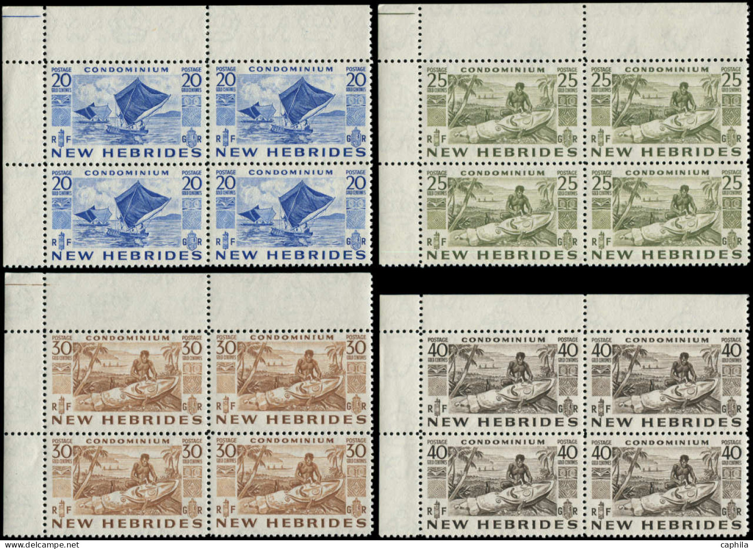 ** NOUVELLES-HEBRIDES - Poste - 155/65, Blocs De 4 Coin De Feuille - Autres & Non Classés