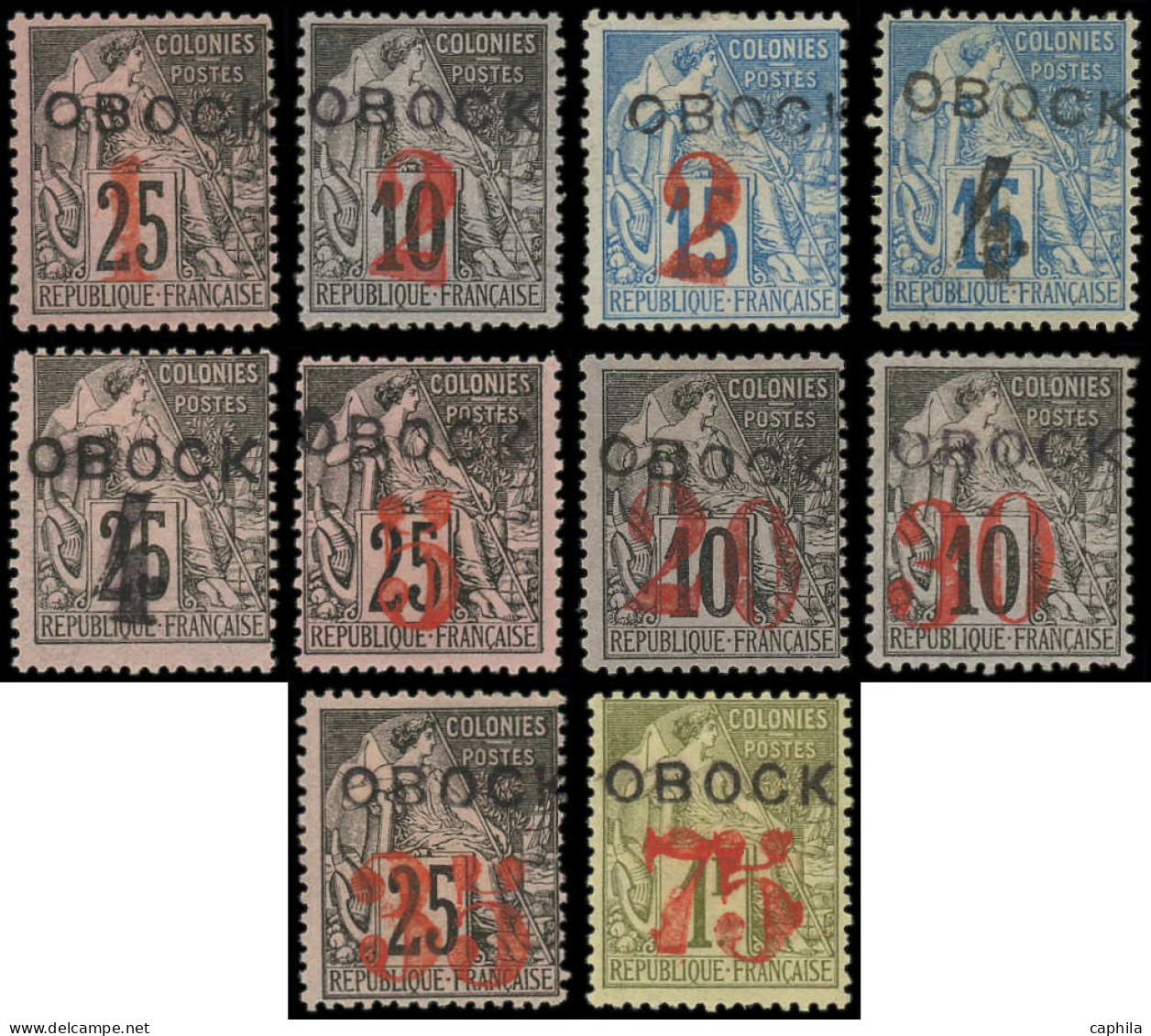 * OBOCK - Poste - 21/30, 10 Valeurs: Surchargés - Unused Stamps