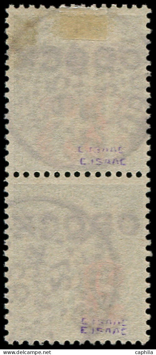 O OBOCK - Poste - 29h, Paire Verticale Dont 1 Exemplaire "5" Omis, Signé Isaac + Certificat Boule: 35 S. 25c. - Used Stamps