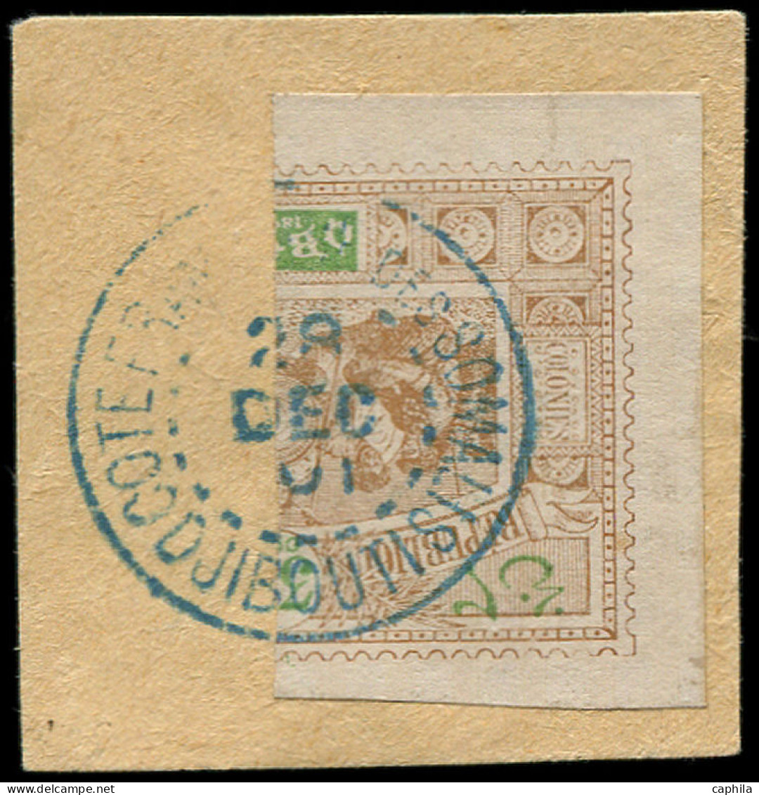 O OBOCK - Poste - 55a, Moitié De Timbre Sur Fragment - Used Stamps