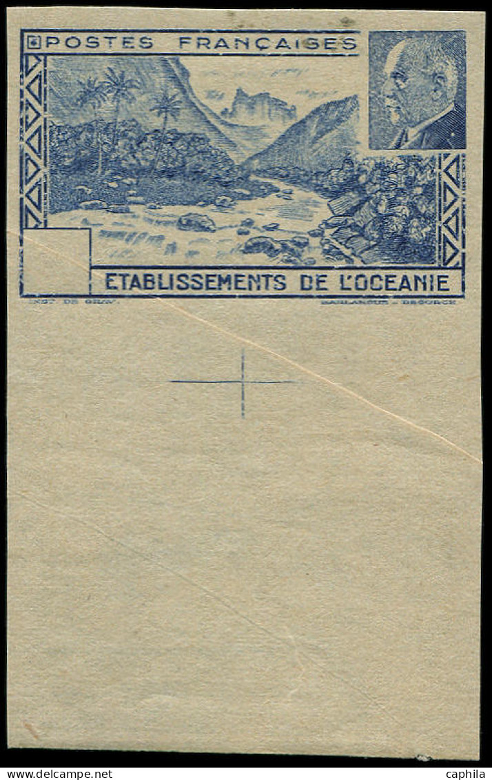 (*) OCEANIE - Poste - 139, Non Dentelé Sans La Valeur Dans Le Cartouche, Bdf Avec Croix De Repère (pli): Pétain - Unused Stamps