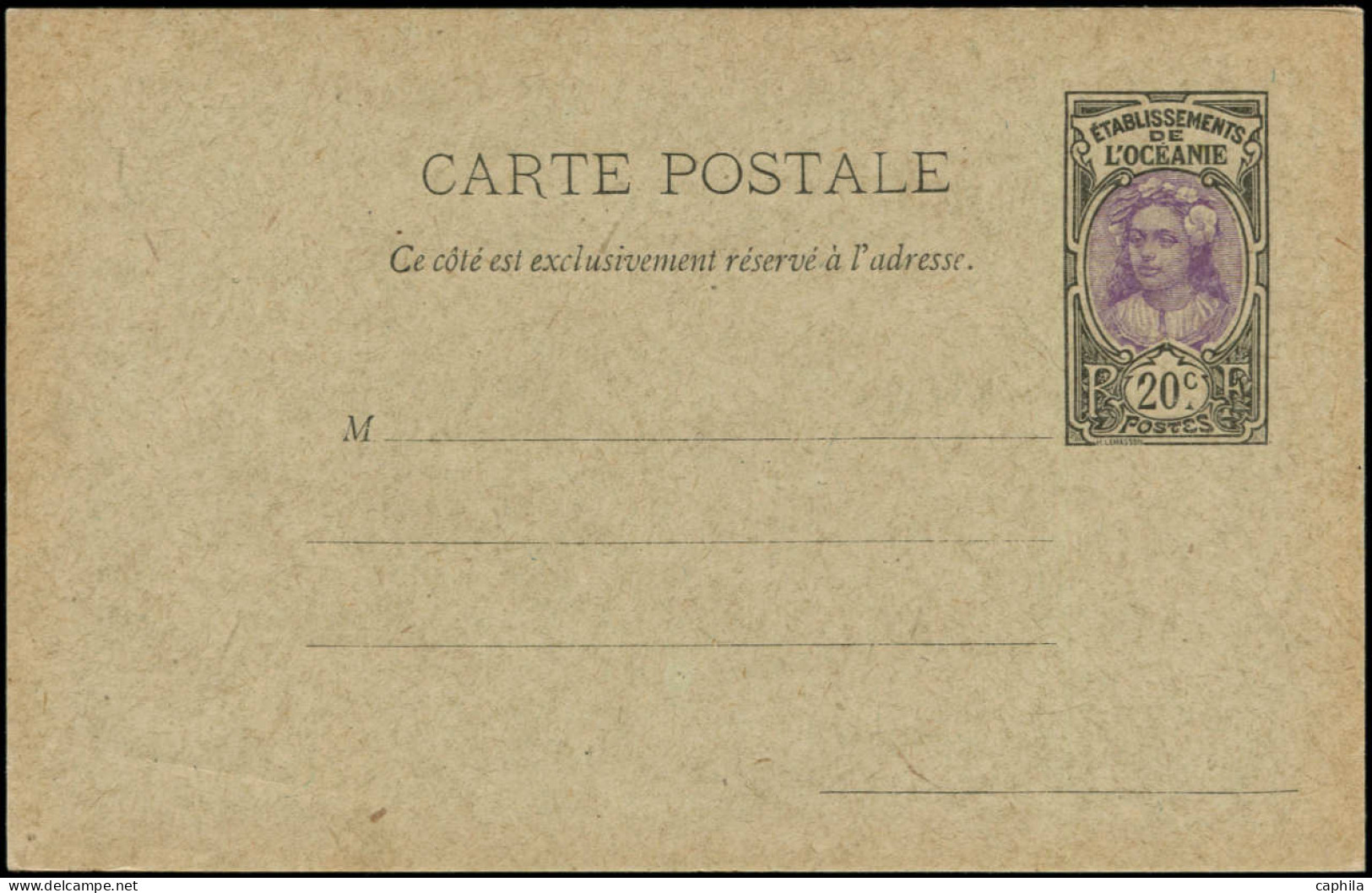 N OCEANIE - Entiers Postaux - CL7, Carte Postale: 20c. Noir Et Violet - Andere