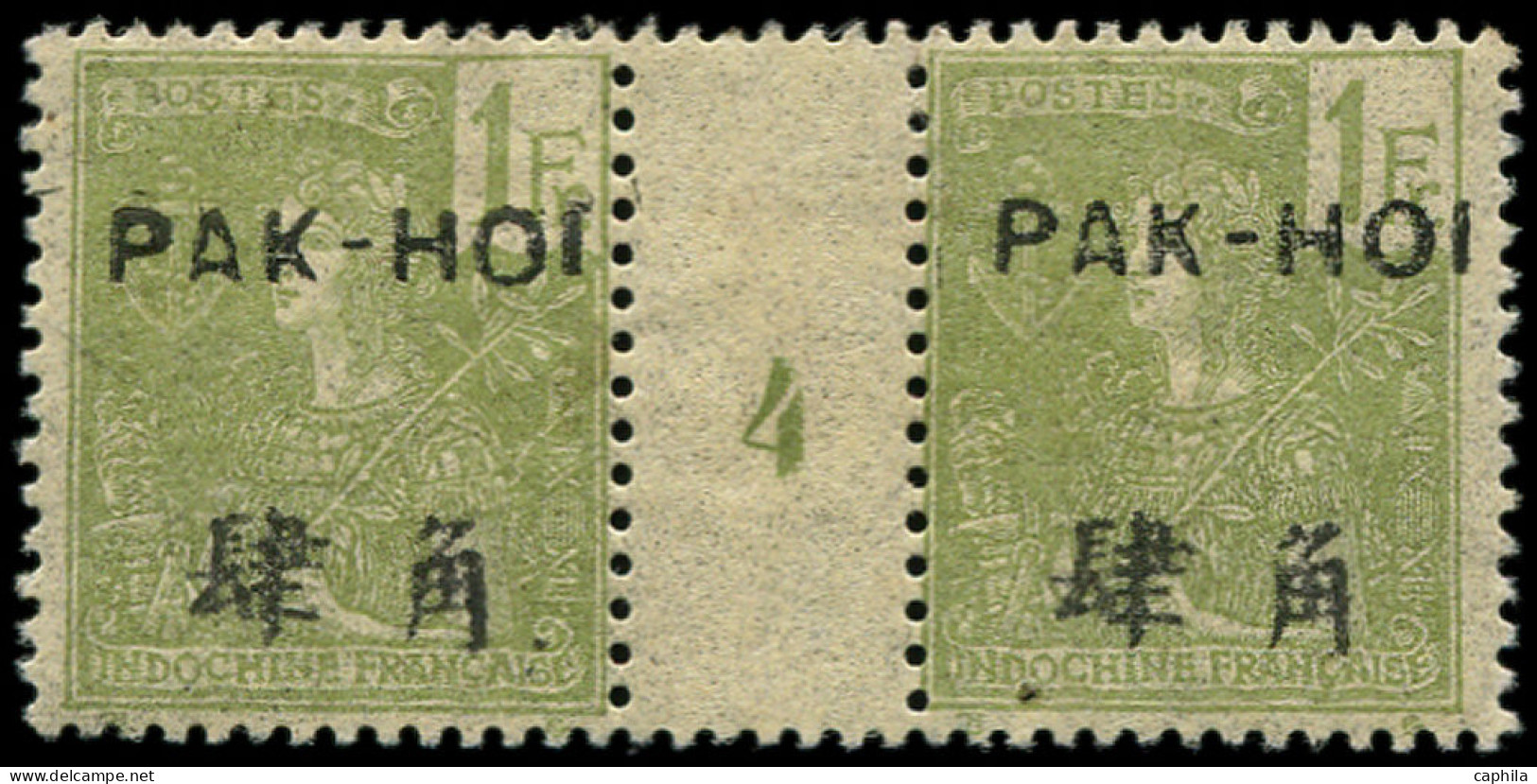 * PAKHOI - Poste - 30, Paire Millésime "4", Tirage 120: 1f. Olive - Unused Stamps
