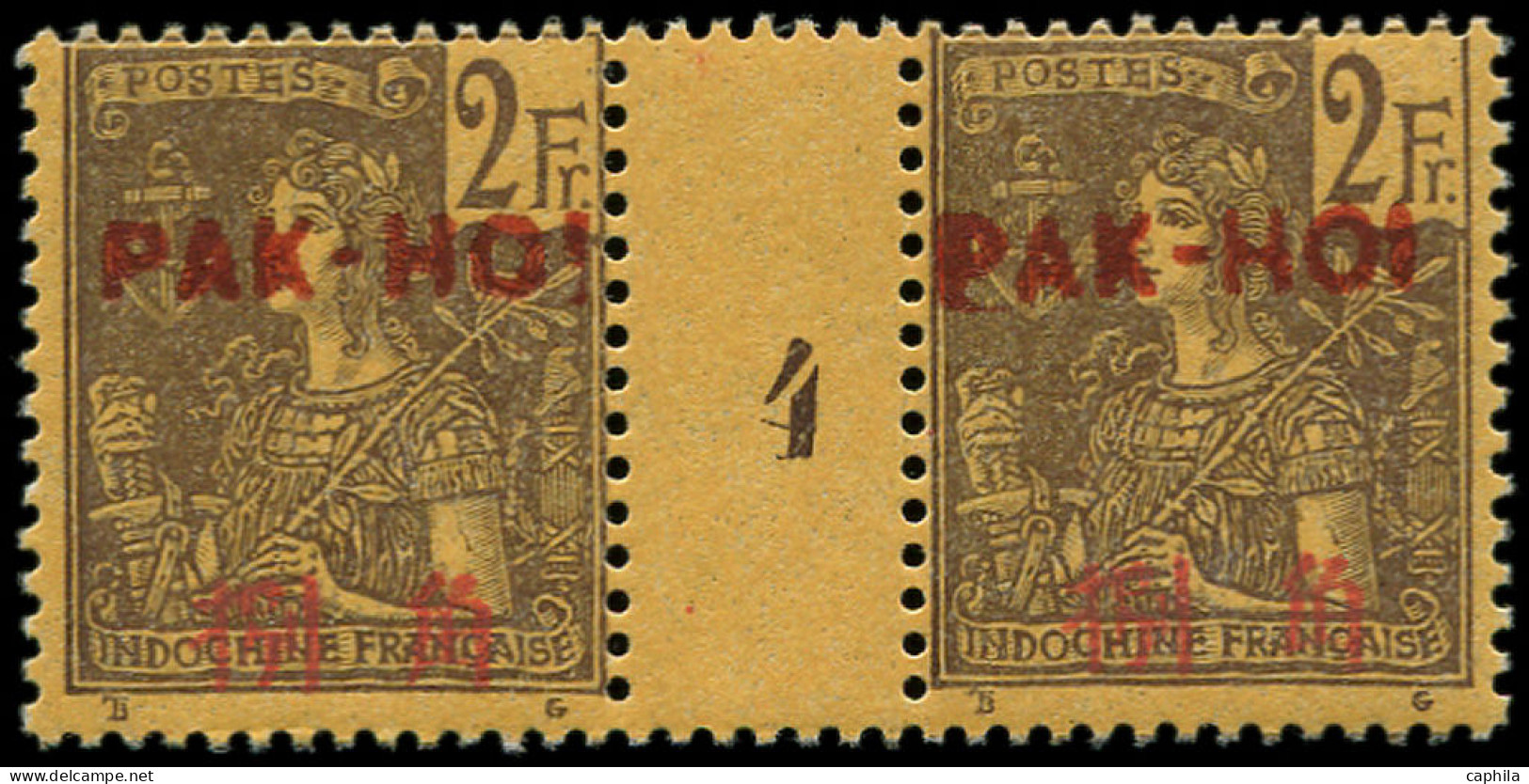 ** PAKHOI - Poste - 31, Paire Millésime "3", Tirage 77 (* Sur Millésime): 2f. Violet S. Jaune - Unused Stamps