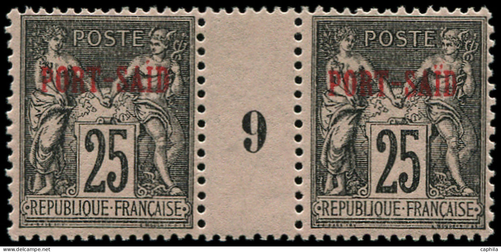 * PORT-SAID - Poste - 11, En Paire Millésime "9": 25c. Noir S. Rose - Unused Stamps
