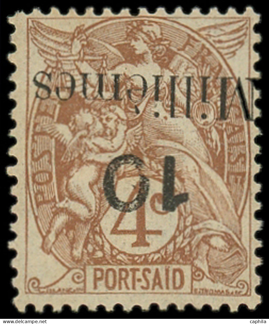 * PORT-SAID - Poste - 40a, Surcharge Renversée: 10m. Sur 4c. Brun - Unused Stamps