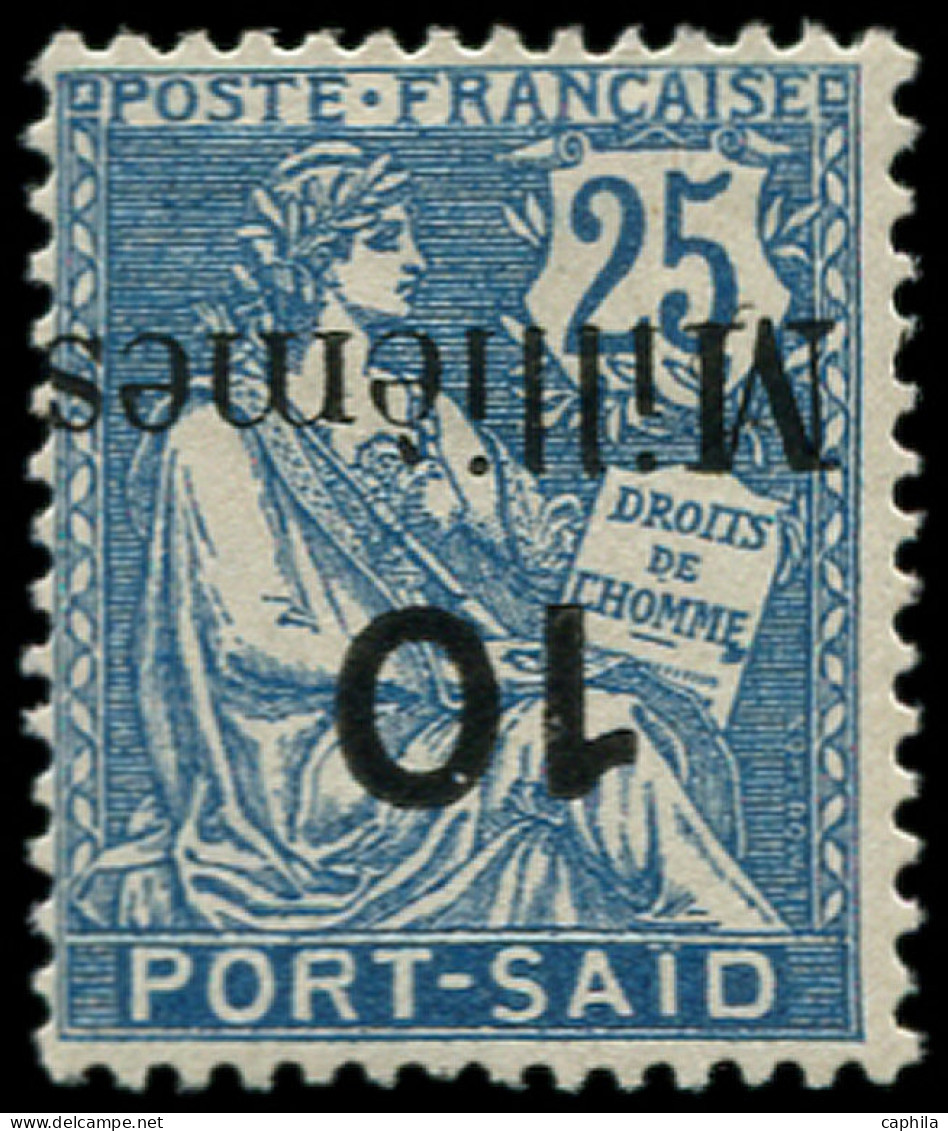 * PORT-SAID - Poste - 41a, Surcharge Renversée, Signé: 10m S. 25c. Bleu Mouchon - Ongebruikt