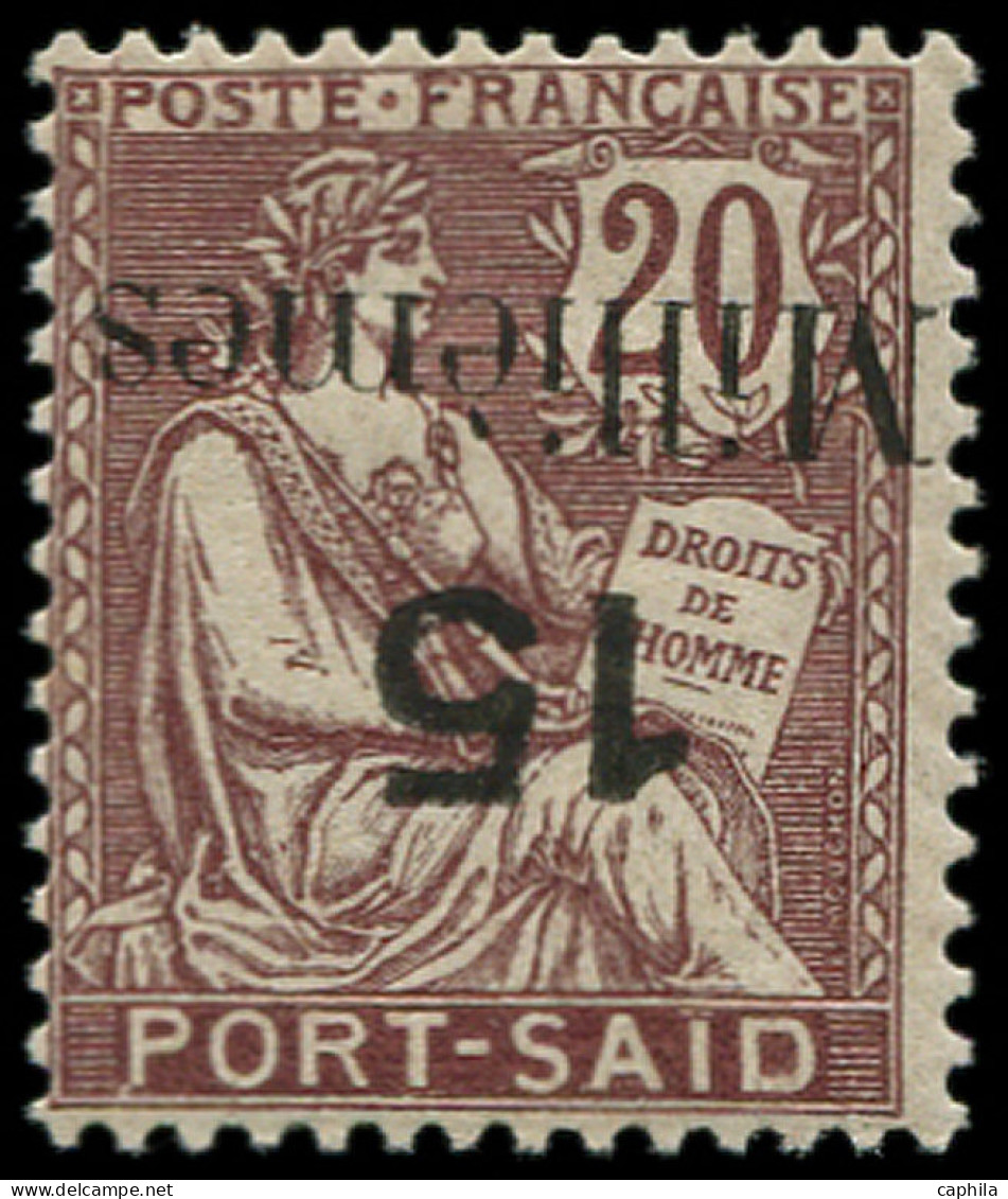 * PORT-SAID - Poste - 65a, Surcharge Renversée, Légère Adhérence: 15m. S. 20c. Mouchon - Unused Stamps