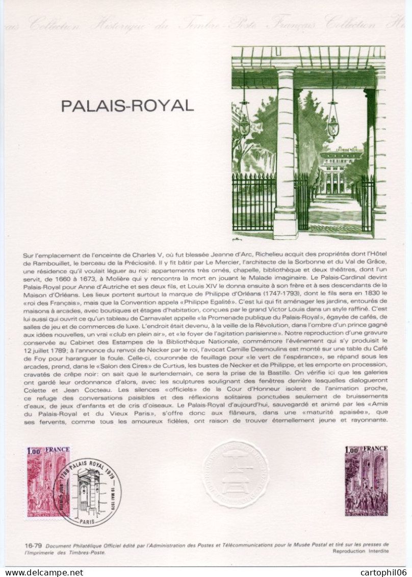 - Document Premier Jour LE PALAIS-ROYAL - PARIS 19.5.1979 - - Monuments