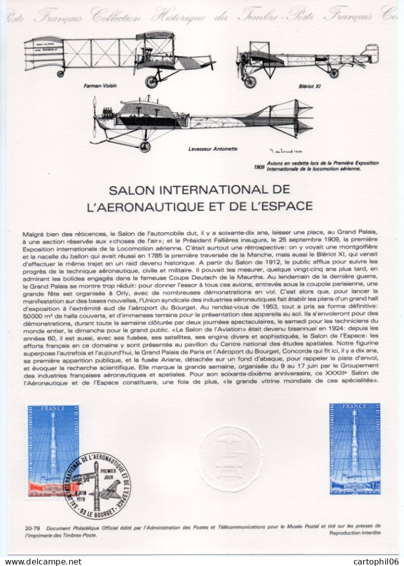 - Document Premier Jour LE SALON INTERNATIONAL DE L'AÉRONAUTIQUE ET DE L'ESPACE - LE BOURGET 9.6.1979 - - Avions