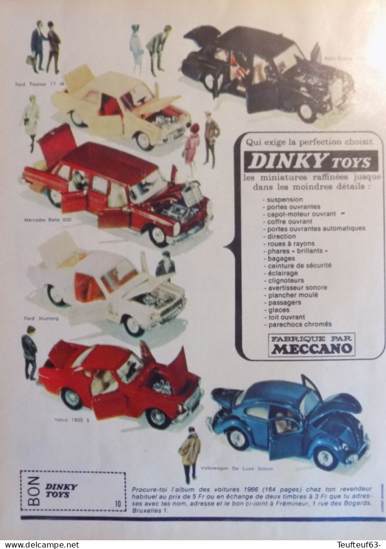 Publicité De Presse ; Jouets Dinky Toys - Rolls-Royce , Mercedes 600 , VW Cocinelle - Volvo 1800 S... - Werbung