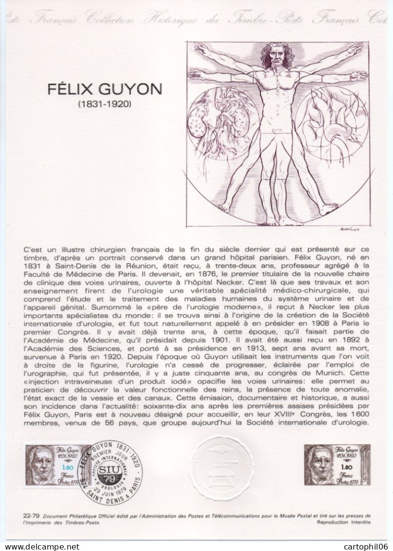 - Document Premier Jour FÉLIX GUYON (1831-1920) - SAINT-DENIS & PARIS 23.6.1979 - - Médecine