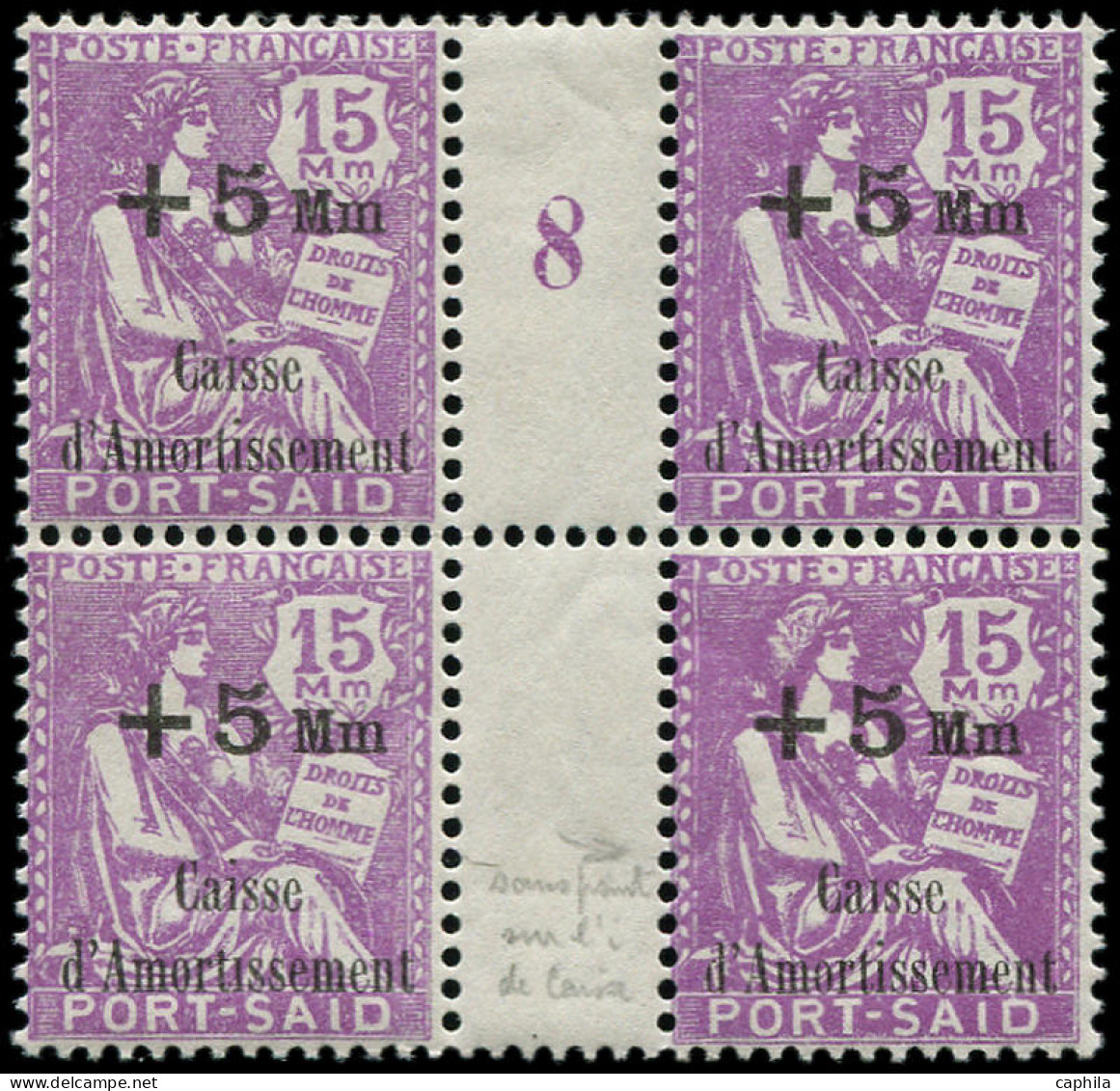 ** PORT-SAID - Poste - 87, Bloc De 4 Millésime "8" Et 1 Exemplaire Sans Le Point Sur "i" D'amortissement Et 1 Exemplaire - Unused Stamps